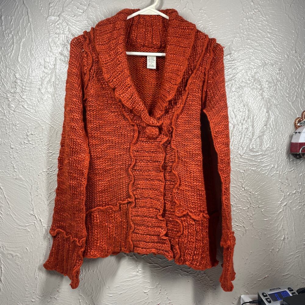Boston Proper Orange Cardogan Sweater wool blend size small